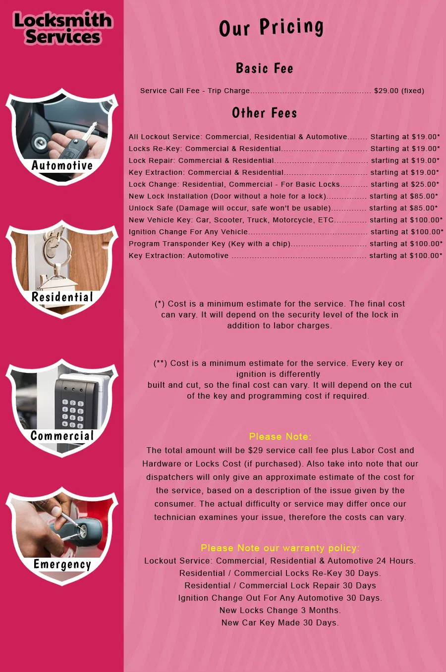 Old Tappan NJ Locksmith Store Old Tappan, NJ 201-509-4460 - price-list-c-18
